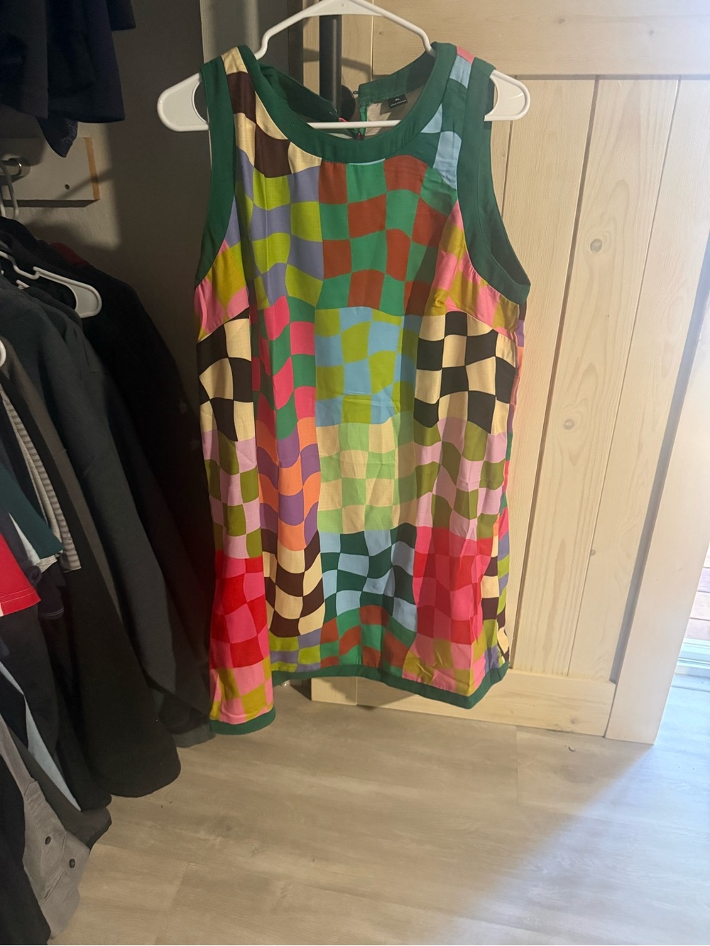 SHEIN Multicolor Checkerboard Sleeveless Midi Dress